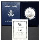 2012 W 1oz Burnished Silver Eagle MIB