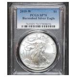 2019 W 1oz Burnished Silver Eagle PCGS SP70