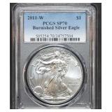 2011 W 1oz Burnished Silver Eagle PCGS SP70