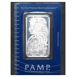 1 Troy Oz .999 Silver PAMP Suisse Lady Fortuna Bar