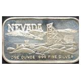 Scarce Nevada Silver Mine 1 Troy Oz .999 Silver Ba