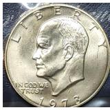 1973 S Silver Ike Dollar GEM BU Blue Envelope