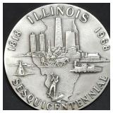 4+ Oz .999 Silver Illinois Sesquicentennial Medal