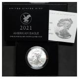 2021 W 1oz Burnished Silver Eagle MIB Gem BU