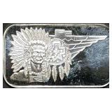 Vintage 1 Troy Oz .999 Silver Indian Chief Bar