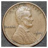 1909 VDB Lincoln Wheat Cent Nice