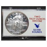 Vintage 2 Troy Oz .999 Silver Round in Holder