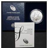 2014 W 1oz Burnished Silver Eagle MIB w/ Cert.