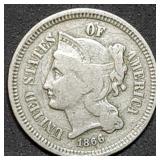 1866 Three Cent Nickel Nice
