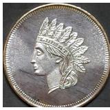 Vintage 1 Troy Oz .999 Silver Indian Head Round