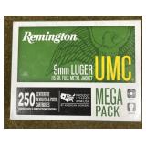 250 rnds Remington UMC 9mm Ammo
