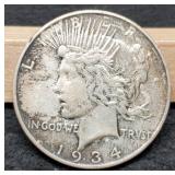 1934 Peace Dollar w/ Some Glue On Reverse