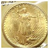 1907 $20 St Gaudens Gold Double Eagle Gem BU