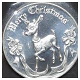 1 Troy Oz .999 Silver Merry Christmas Round