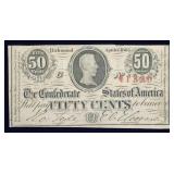 1863 Confederate 50 Cent Banknote, Nice Condition