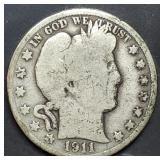 1911 Barber Silver Half Dollar