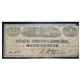 1863 $2 North Carolina Confederate Banknote