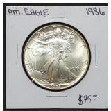1986 1oz Silver Eagle Gem BU 1st Year