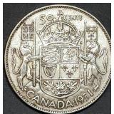 1951 Canada Silver Half Dollar