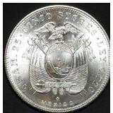 1944 Ecuador 5 Sucres .720 Silver Dollar Coin BU