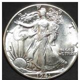 1941 Walking Liberty Silver Half Dollar Gem BU