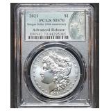 2021 P Morgan Silver Dollar PCGS MS70 Adv Release