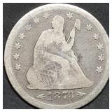 1873 Arrows Seated Liberty Silver Quarter