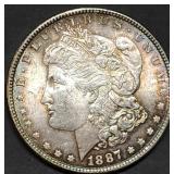 1887 Morgan Silver Dollar Gem BU Fully Toned