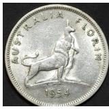 1954 Australia .500 Silver Florin 11g