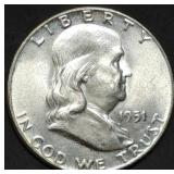 1951 Franklin Silver Half Dollar BU