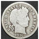 1916 Barber Silver Dime