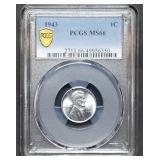 1943 World War 2 Lincoln Steel Cent PCGS MS66
