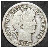 1912 Barber Silver Dime