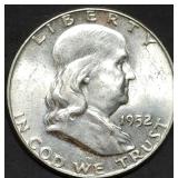 1952 Franklin Silver Half Dollar Gem BU FBL