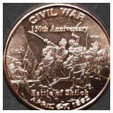 1oz Copper Bullion Round BU Civil War