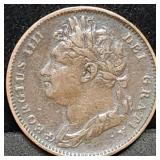 1821 Great Britain George IV Farthing, High Grade