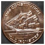 1oz Copper Bullion Round BU USS Constitution