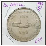 1960 South Africa 5 Shillings .500 Silver 28.28g