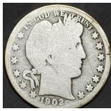 1902-O Barber Silver Half Dollar