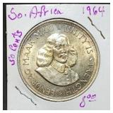 1964 South Africa .500 Silver 50 Cent Piece 28g