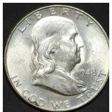 1948-D Franklin Silver Half Dollar BU Full Bell