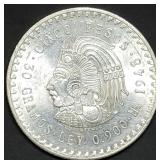 1948 Mexico 5 Pesos Silver Dollar 90% Silver BU