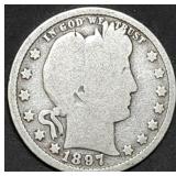 1897 Barber Silver Quarter