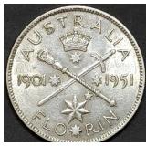1951 Australia .500 Silver Florin Gem BU