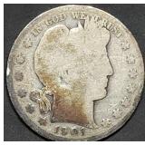 1901 Barber Silver Half Dollar