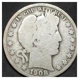 1908-O Barber Silver Half Dollar