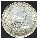 1949 South Africa 5 Shillings 80% Silver Dollar