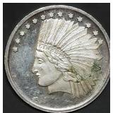 1 Troy Oz .999 Silver Indian Head Round