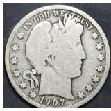 1907 Barber Silver Half Dollar