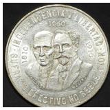 1960 Mexico 10 Pesos 90% Silver Dollar Coin